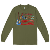 Army Green freedom rocks with guitar Long Sleeve Tee - Artiststas