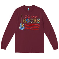 Burgundy freedom rocks with guitar Long Sleeve Tee - Artiststas