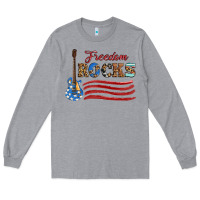 Heather Grey freedom rocks with guitar Long Sleeve Tee - Artiststas