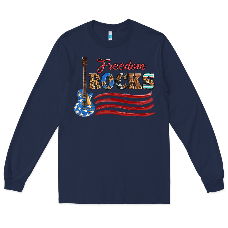 Freedom Rocks With Guitar Long Sleeve Tee by Artiststas | Teevron