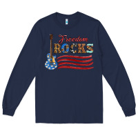 Navy freedom rocks with guitar Long Sleeve Tee - Artiststas