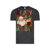 Vintage Black happy holiday santa claus christmas Vintage Tee - FaDigitalArtStudio