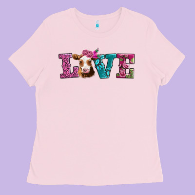 Love With Guernsey Cow Ladies Tee Designed By Adodesignshop