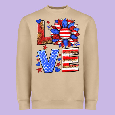 Love America Sunflower Heavyweight Sweatshirt Designed By Hra Design Shop