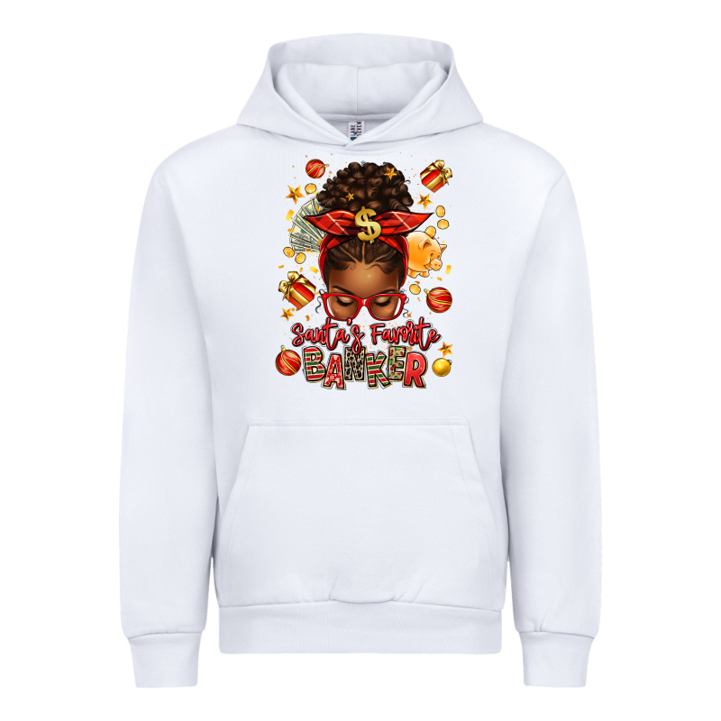 Santa Favorite Banker Afro Messy Bun Urban Hoodie by texasbilliewilder | Teevron