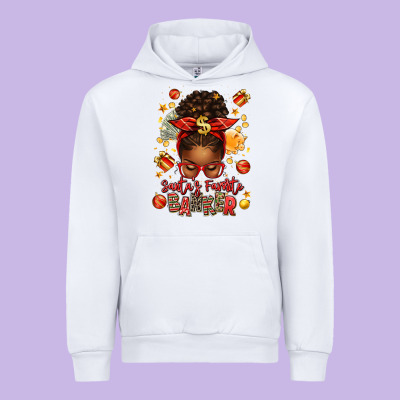 Santa Favorite Banker Afro Messy Bun Urban Hoodie Designed By Texasbilliewilder