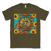 Army Green i hate everyone but coffee helps western skeleton coffee sunflowers Classic Tee - Artiststas