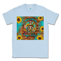 Dusty Blue i hate everyone but coffee helps western skeleton coffee sunflowers Classic Tee - Artiststas