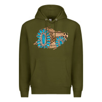 Army Green gemstone wood leopard patch Premium Hoodie - AdoDesignShop