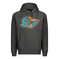Charcoal Heather gemstone wood leopard patch Premium Hoodie - AdoDesignShop
