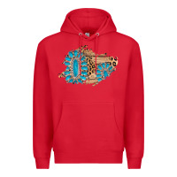 Red gemstone wood leopard patch Premium Hoodie - AdoDesignShop