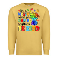 Antique Gold in a world where you can be anything be kind Premium Sweatshirt - MaliasSmallBusiness