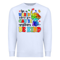 White in a world where you can be anything be kind Premium Sweatshirt - MaliasSmallBusiness