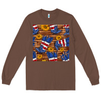 Chestnut america western boots and sunflower seamless pattern Long Sleeve Tee - BundleAndBundleShop