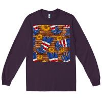 Plum america western boots and sunflower seamless pattern Long Sleeve Tee - BundleAndBundleShop
