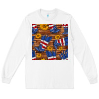 White america western boots and sunflower seamless pattern Long Sleeve Tee - BundleAndBundleShop