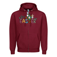 Burgundy cross rabbit gnomes happy easter Zipper Hoodie - Jasminsmagicworld