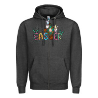 Charcoal Heather cross rabbit gnomes happy easter Zipper Hoodie - Jasminsmagicworld