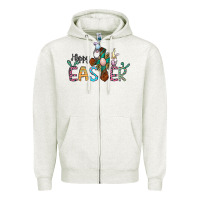 Oatmeal Heather cross rabbit gnomes happy easter Zipper Hoodie - Jasminsmagicworld