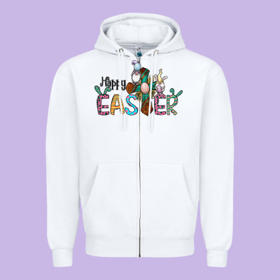 Cross Rabbit Gnomes Happy Easter Zipper Hoodie Designed By Jasminsmagicworld