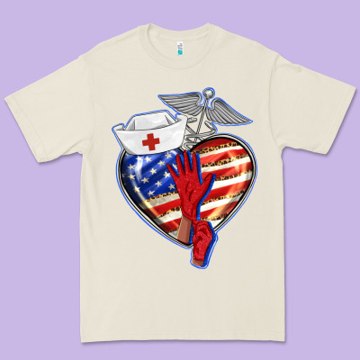 Patriotic Nurse Love Premium Tee Designed By Barkaloodesign