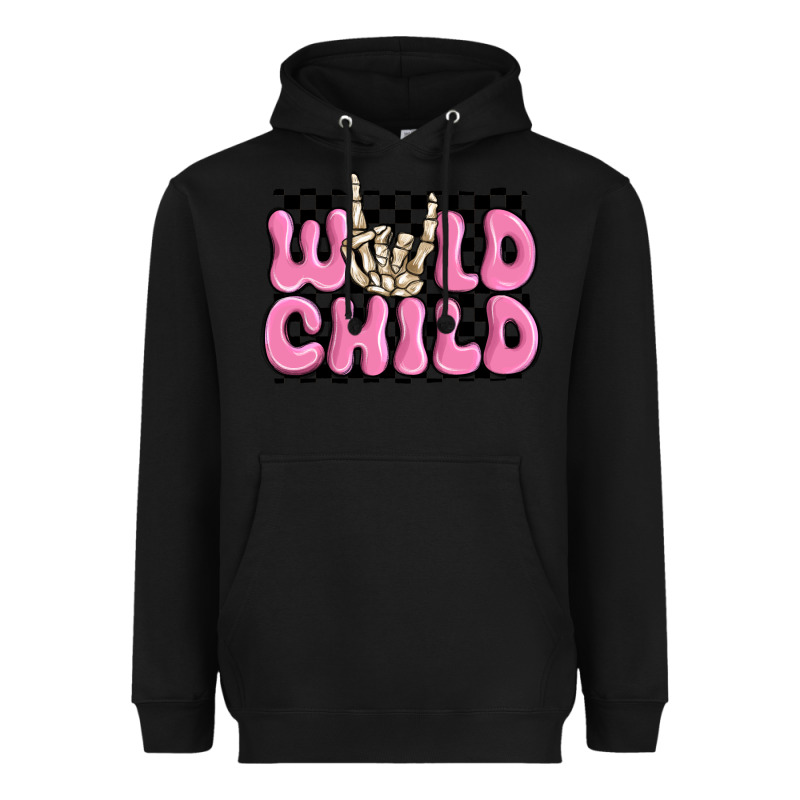 Wild Child Pink Skeleton Heavyweight Hoodie by MaliasSmallBusiness | Teevron