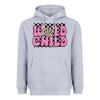 Heather Grey wild child pink skeleton Heavyweight Hoodie - MaliasSmallBusiness