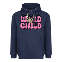 Navy wild child pink skeleton Heavyweight Hoodie - MaliasSmallBusiness