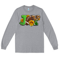 Heather Grey joy with football ball and sunflower ado Long Sleeve Tee - AdoDesignShop