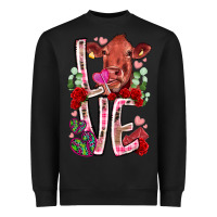 Black love cow valentine Heavyweight Sweatshirt - RacoonDesign