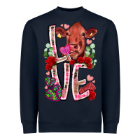 Navy love cow valentine Heavyweight Sweatshirt - RacoonDesign
