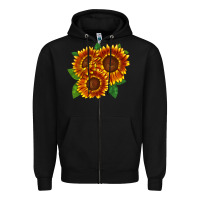 Black tiger eyes sunflower Zipper Hoodie - LillyAllenDesigns