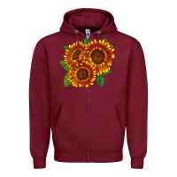 Burgundy tiger eyes sunflower Zipper Hoodie - LillyAllenDesigns
