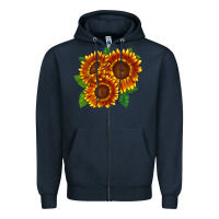 Navy tiger eyes sunflower Zipper Hoodie - LillyAllenDesigns