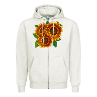 Oatmeal Heather tiger eyes sunflower Zipper Hoodie - LillyAllenDesigns