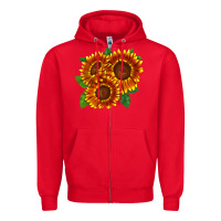 Red tiger eyes sunflower Zipper Hoodie - LillyAllenDesigns