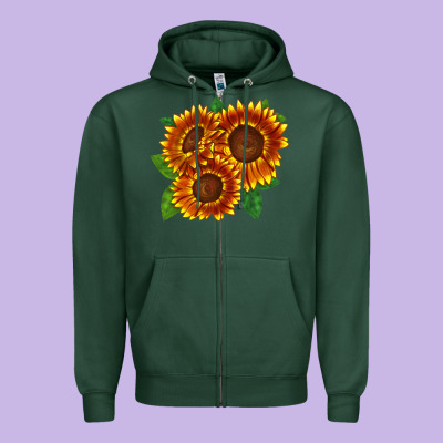 Tiger Eyes Sunflower Zipper Hoodie Designed By Lillyallendesigns