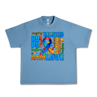 Pebble Blue autism  words Urban Heavy Tee - AdoDesignShop