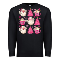 Black retro doodle pink christmas Premium Sweatshirt - MaliasSmallBusiness