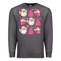 Charcoal Heather retro doodle pink christmas Premium Sweatshirt - MaliasSmallBusiness