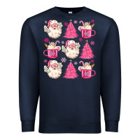 Navy retro doodle pink christmas Premium Sweatshirt - MaliasSmallBusiness