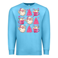 Ocean Blue retro doodle pink christmas Premium Sweatshirt - MaliasSmallBusiness