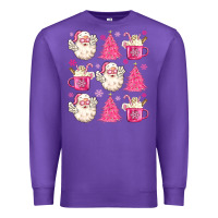 Purple retro doodle pink christmas Premium Sweatshirt - MaliasSmallBusiness