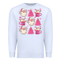 White retro doodle pink christmas Premium Sweatshirt - MaliasSmallBusiness