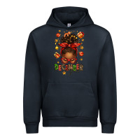 Navy december girl christmas afro messy bun Urban Hoodie - texasbilliewilder