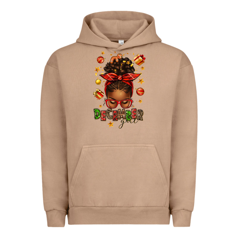 December Girl Christmas Afro Messy Bun Urban Hoodie by texasbilliewilder | Teevron