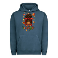 Pigment Midnight Navy december girl christmas afro messy bun Urban Hoodie - texasbilliewilder