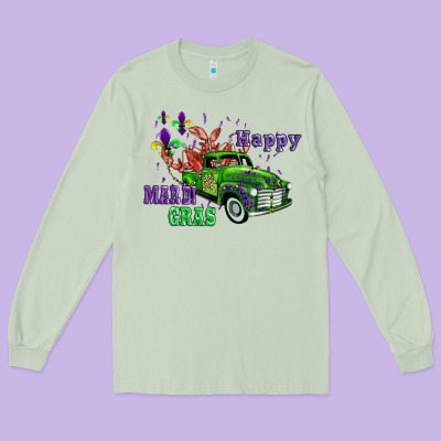 Mardi Gras With Truck Long Sleeve Tee Designed By Adodesignshop