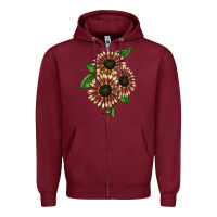 Burgundy strawberry blonde sunflower Zipper Hoodie - LillyAllenDesigns