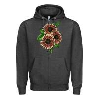 Charcoal Heather strawberry blonde sunflower Zipper Hoodie - LillyAllenDesigns